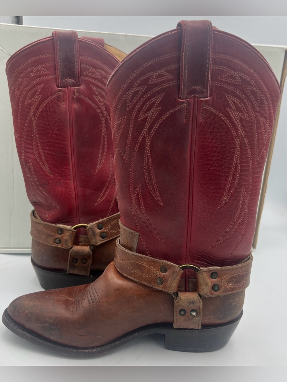 FRYE in Box FRYE Women's Billy Harness Western Boots Burgundy Multi Size 8M - Picture 5 of 14